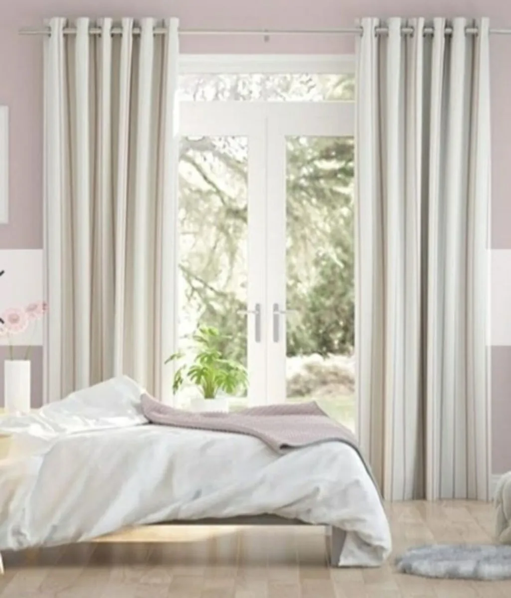 Twill Stripe Blush Curtains (Blinds2go) - Image 1