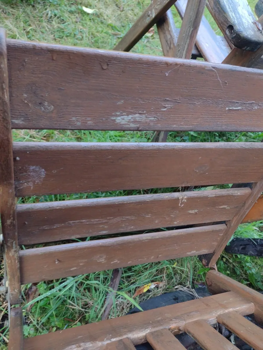 Large wooden recliner garden chairs - Image 2