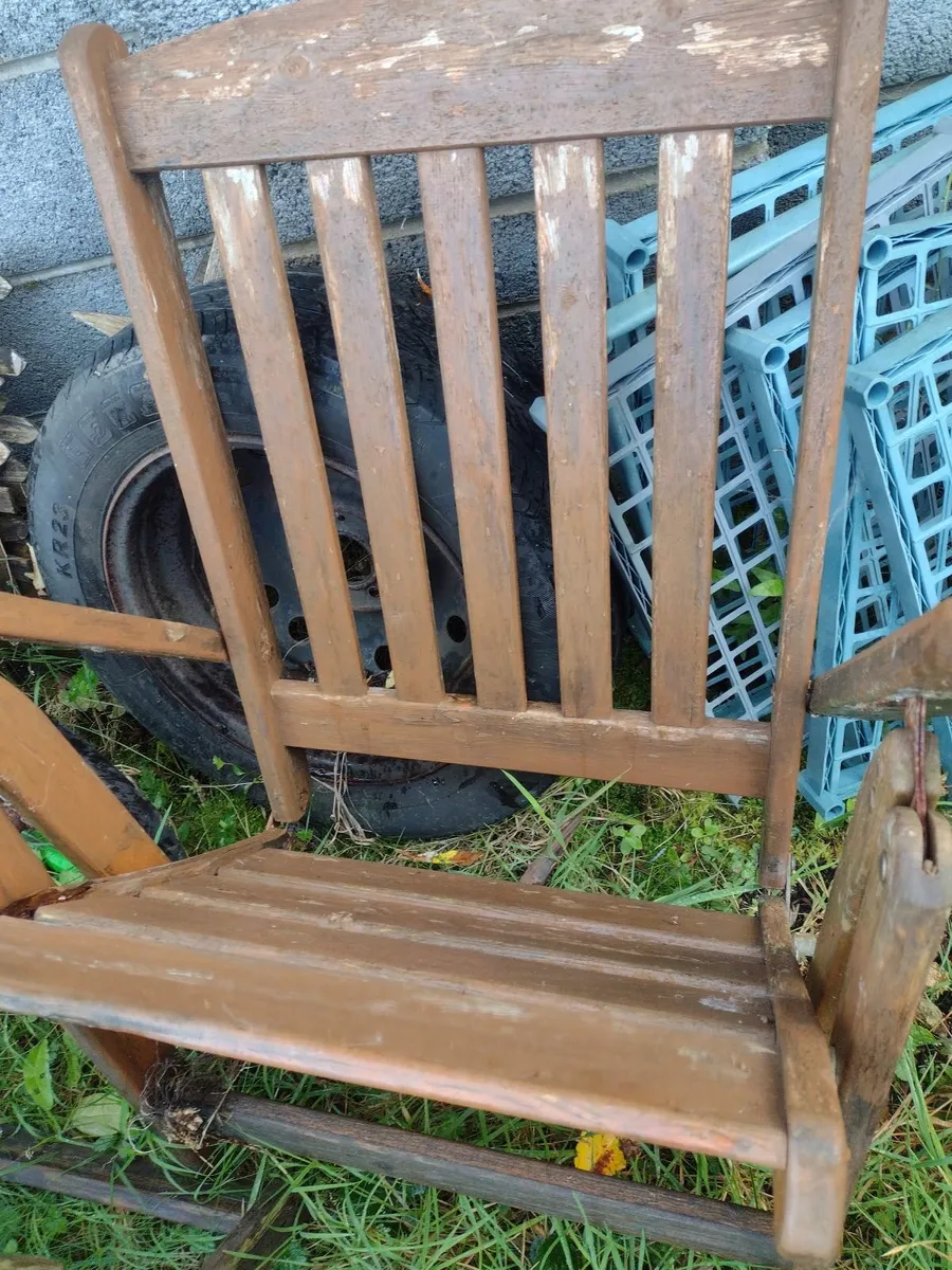 Large wooden recliner garden chairs - Image 1