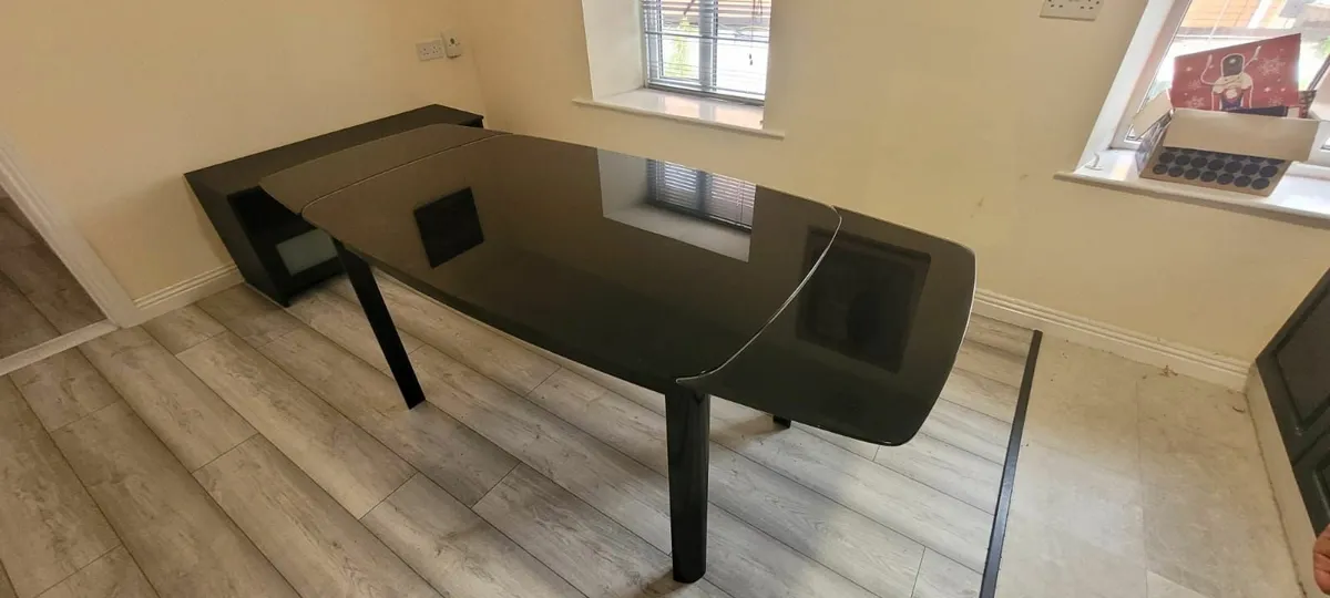 Extendable Black Glass Dining Table – Modern & Sty - Image 4