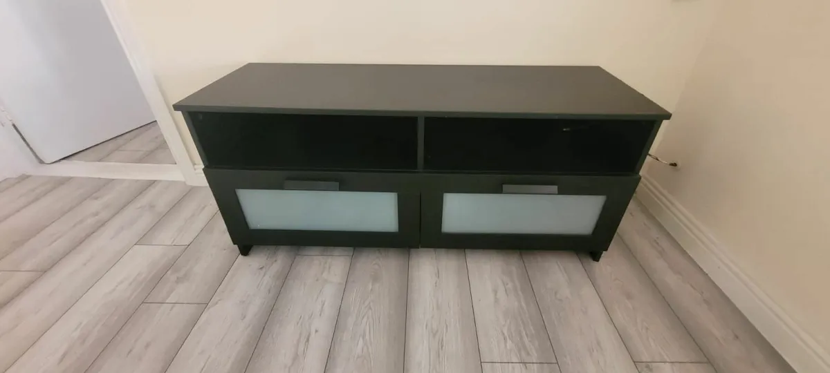Modern Black TV Unit with Storage – 123cm - Image 1