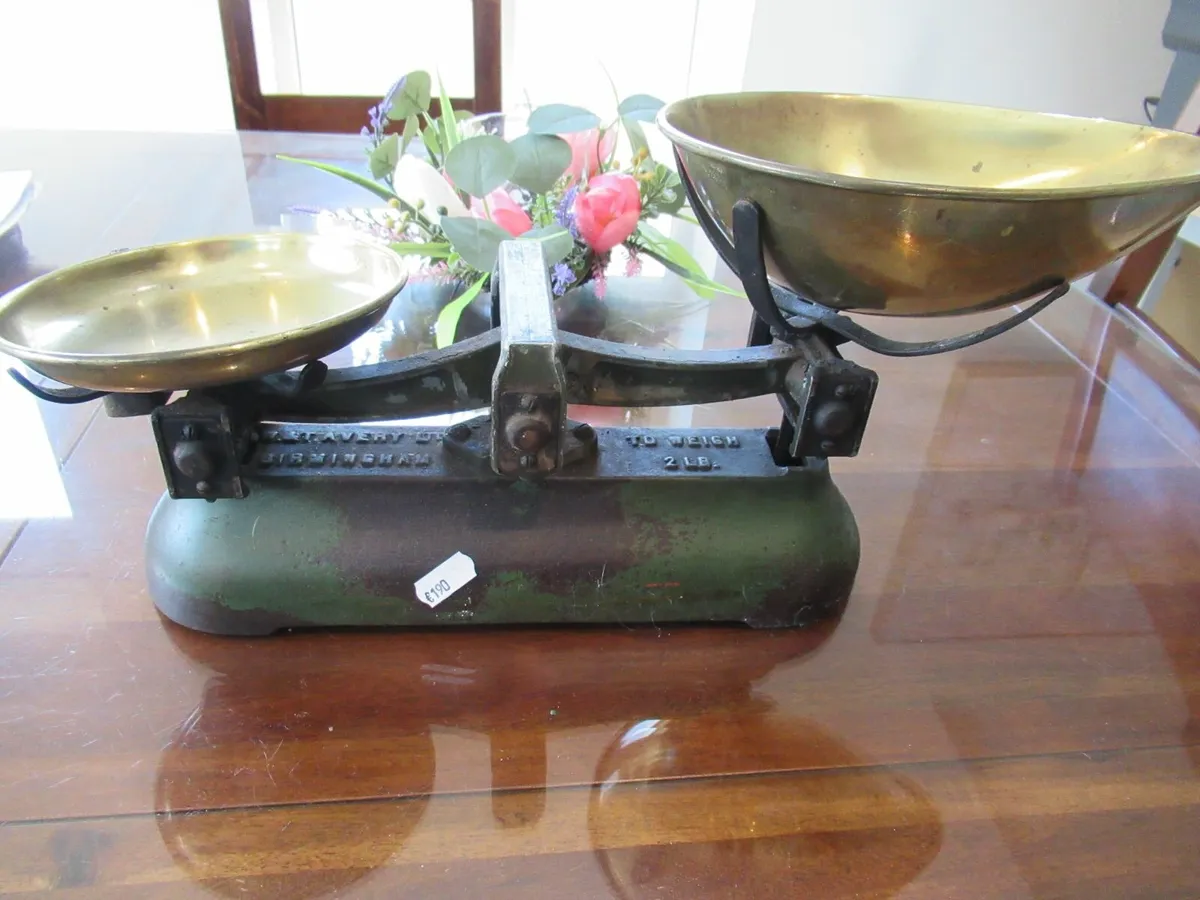 antique vintage weighing scales brass cottage shop - Image 1