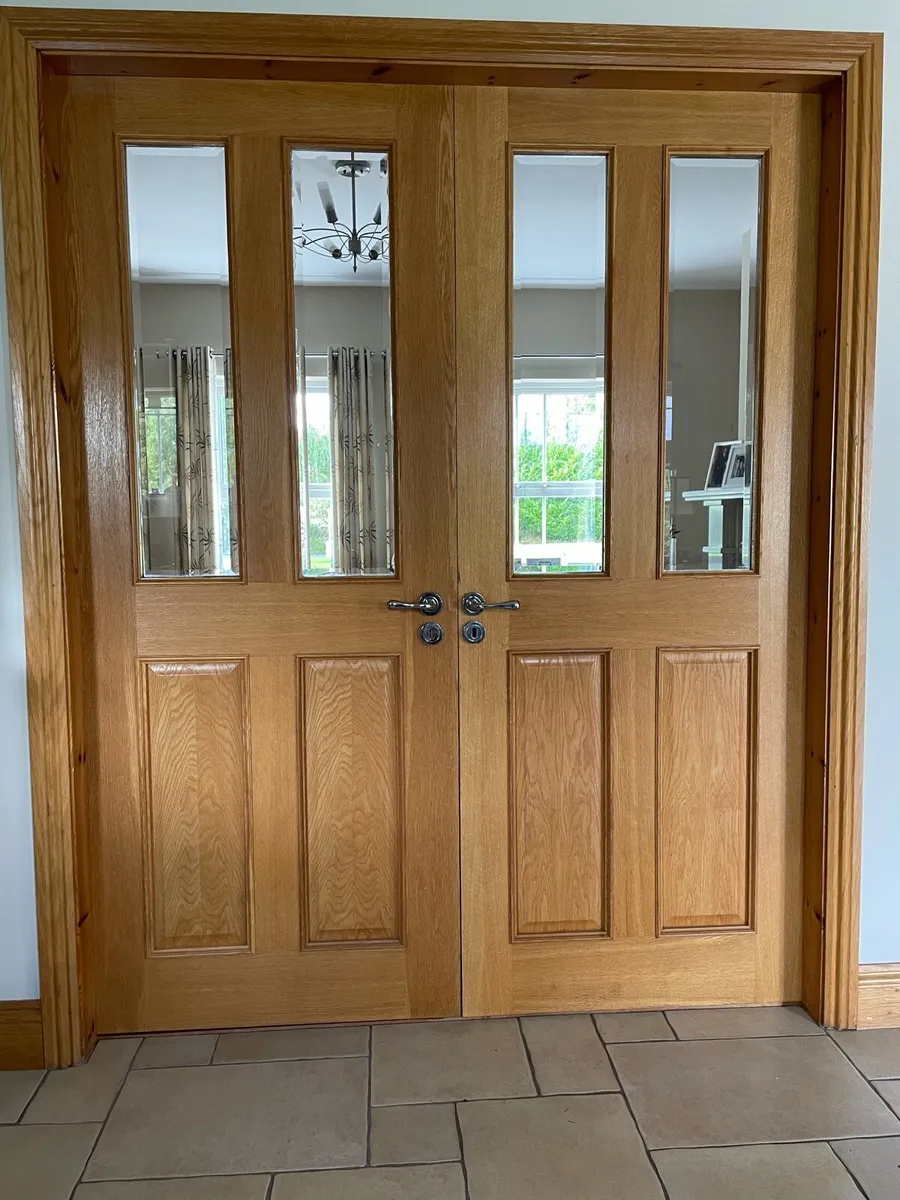 Oak glass double interior doors - Image 1