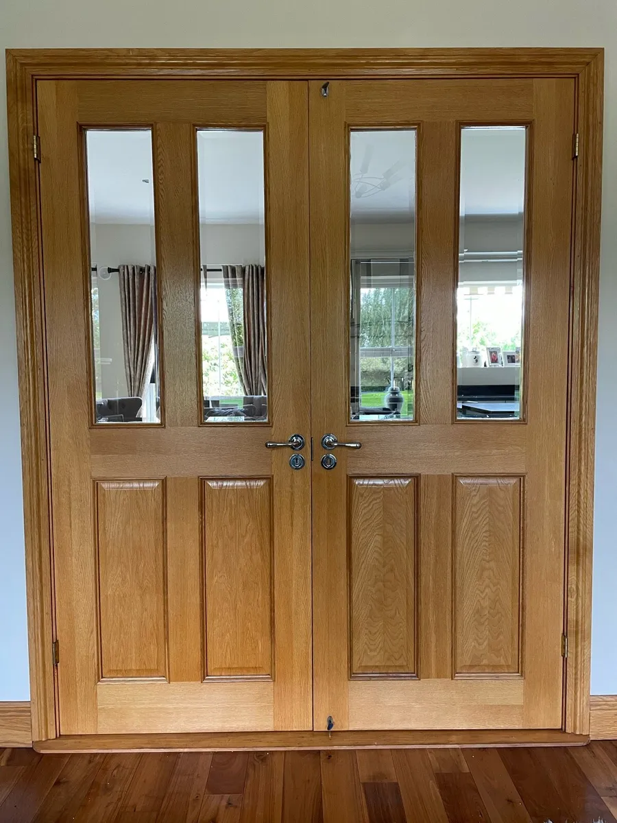 Oak glass double interior doors - Image 2