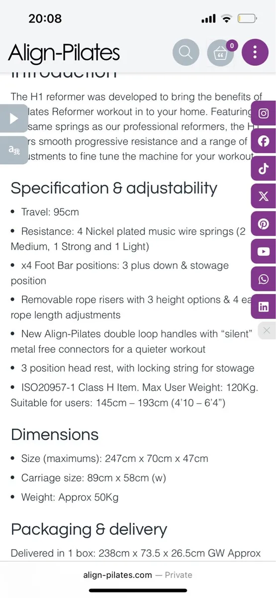 Align Pilates H1 Home Reformer - Image 2