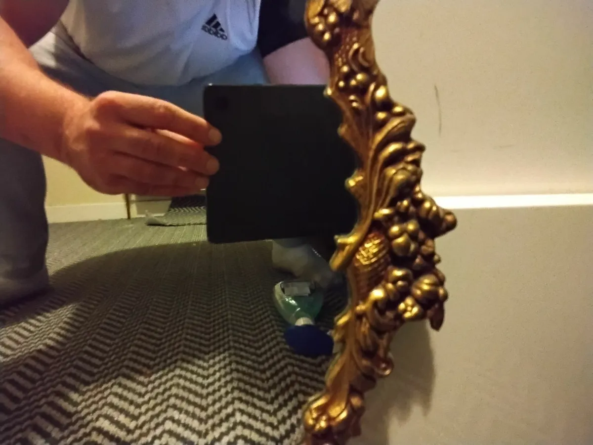 Gilded brass oval mirror - Image 2