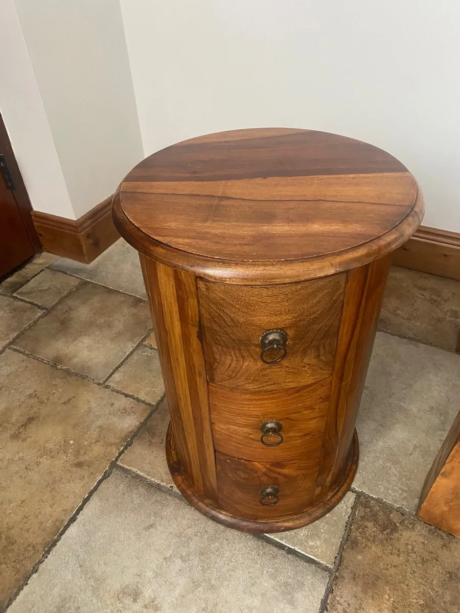 Solid wood coffee table and side drum table - Image 2
