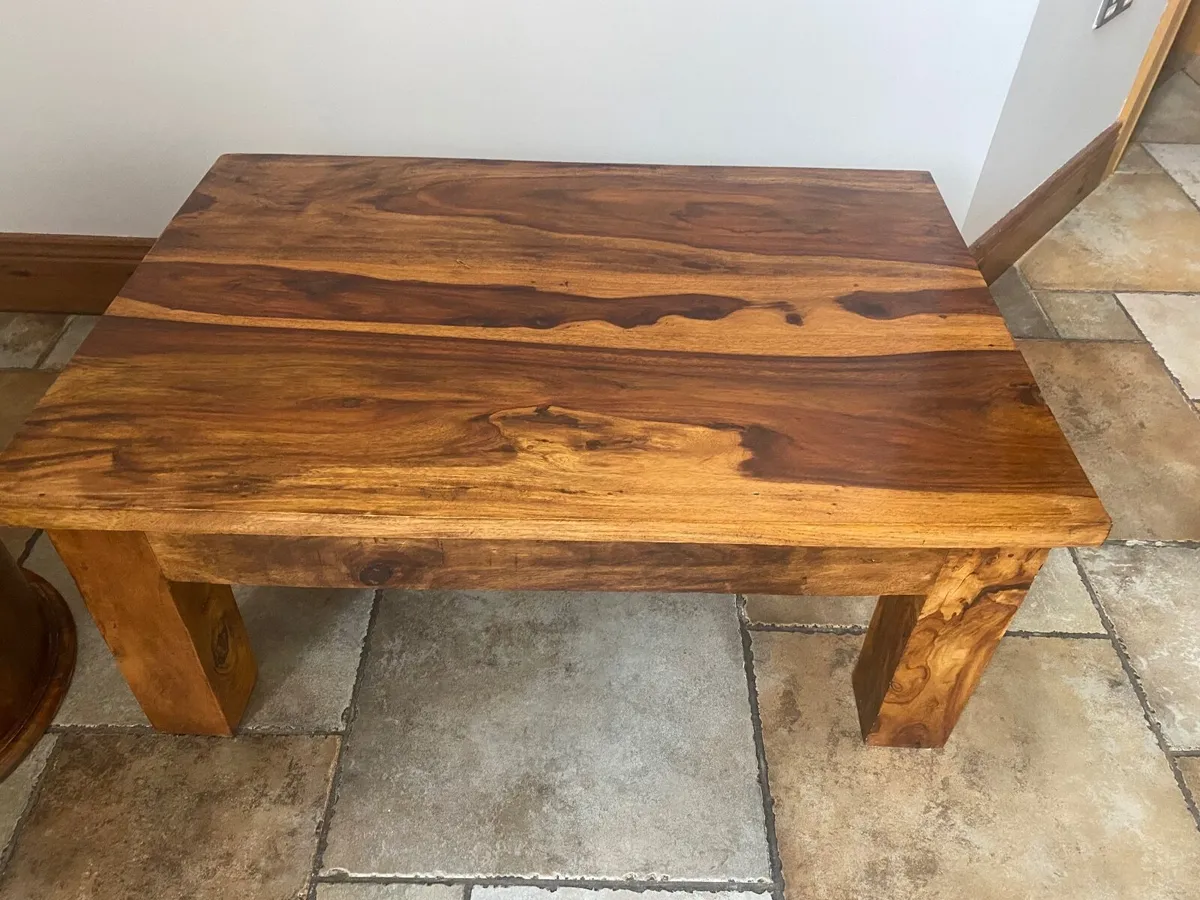 Solid wood coffee table and side drum table - Image 3