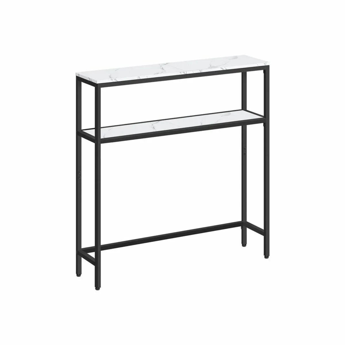 Narrow Console Table Marble Look White-Ink Black - Image 2