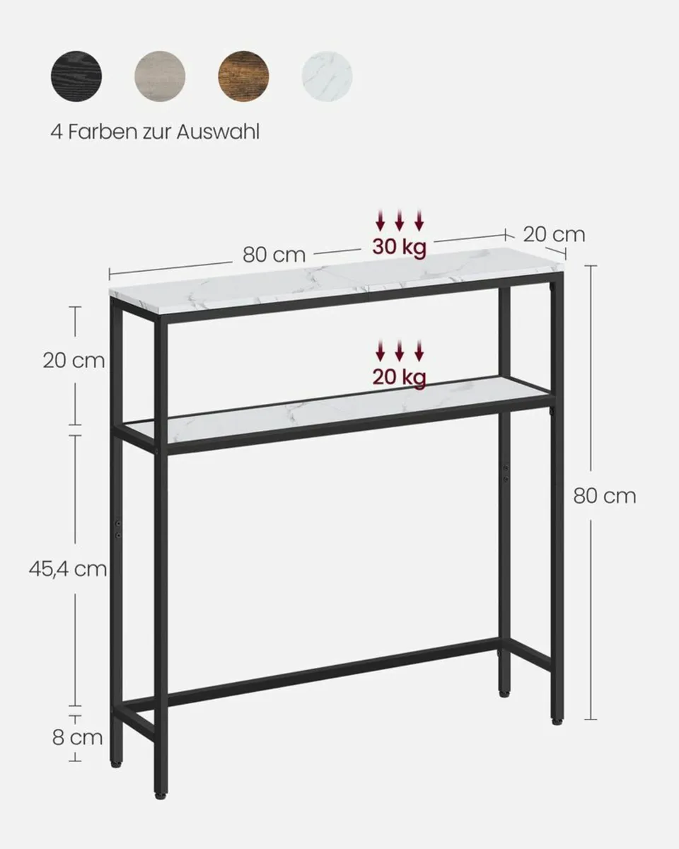 Narrow Console Table Marble Look White-Ink Black - Image 3