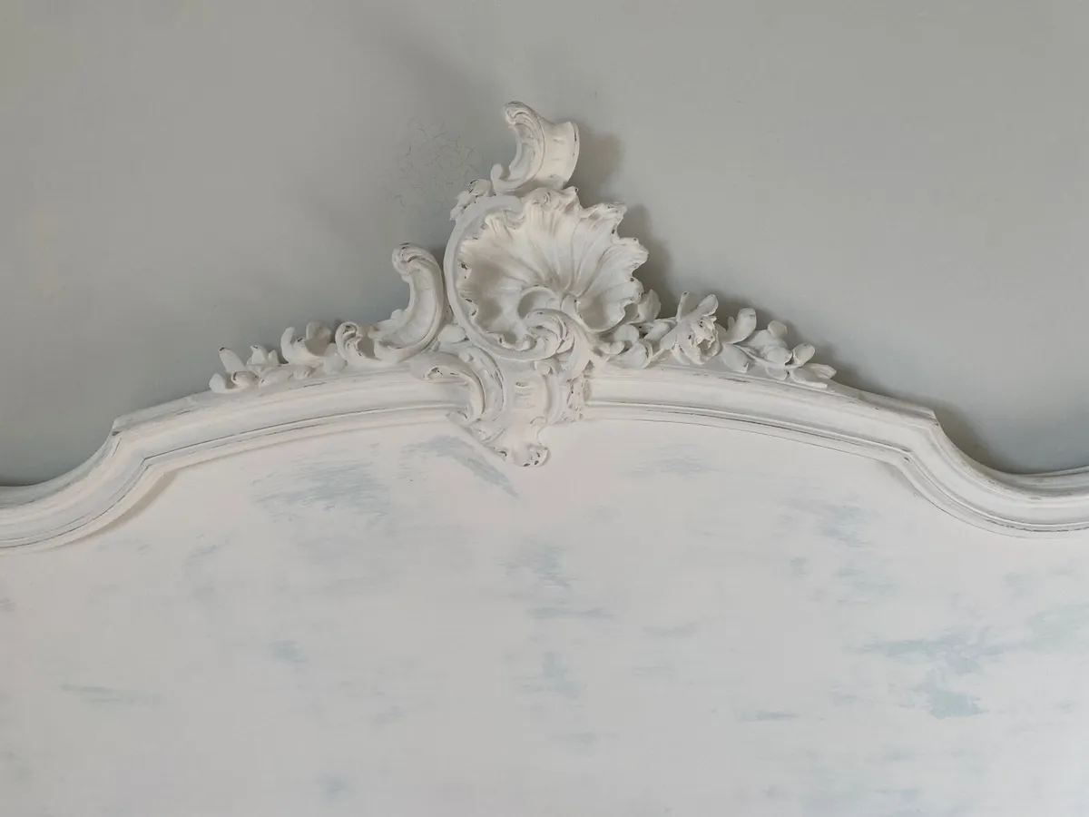French Antique Vintage Hand Carved Bed - Image 2
