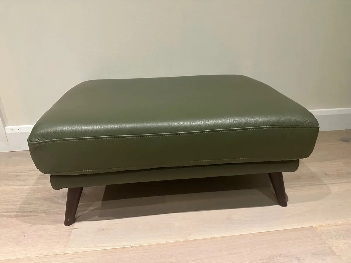Leather footstool - Image 1
