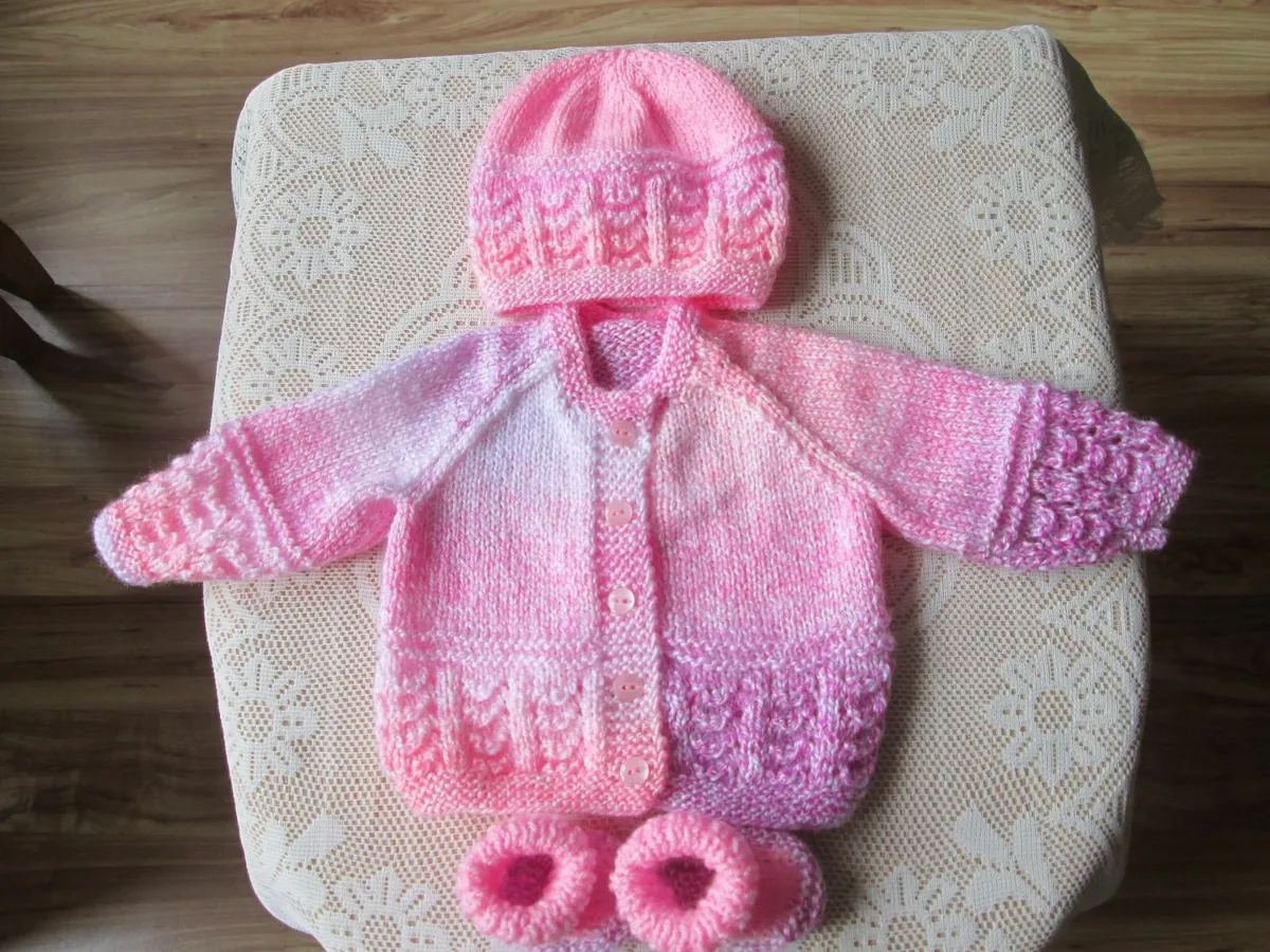 Hand knitted Baby Cardigans hats & booties. - Image 1