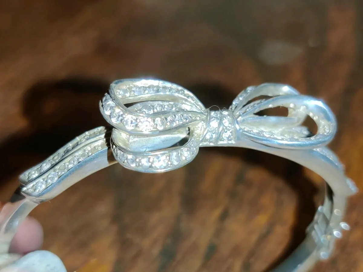 SPARKLING RIBBON, 925 Silver Heavy Wide  Bracelet - Image 4
