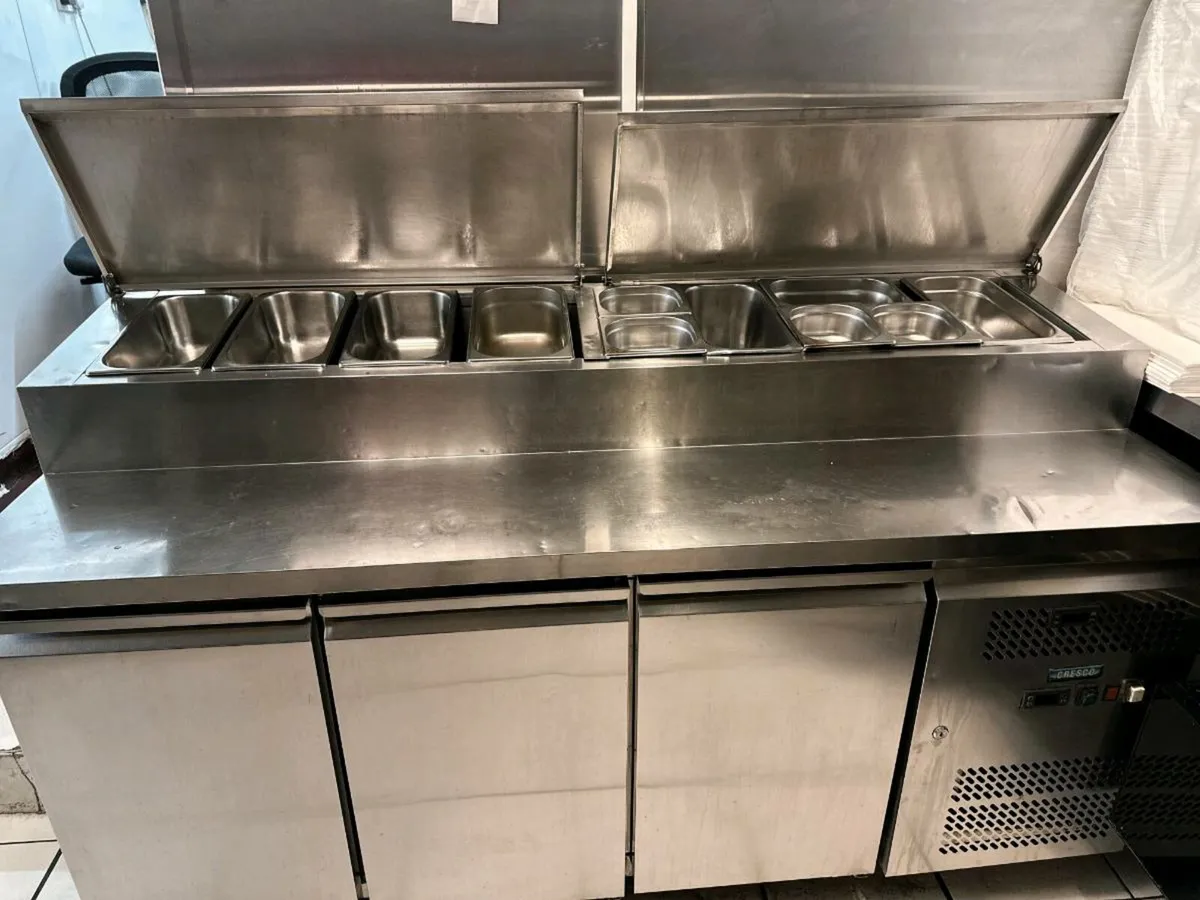 Commercial Stainless Steel 3 Door Prep Fridge - Image 2