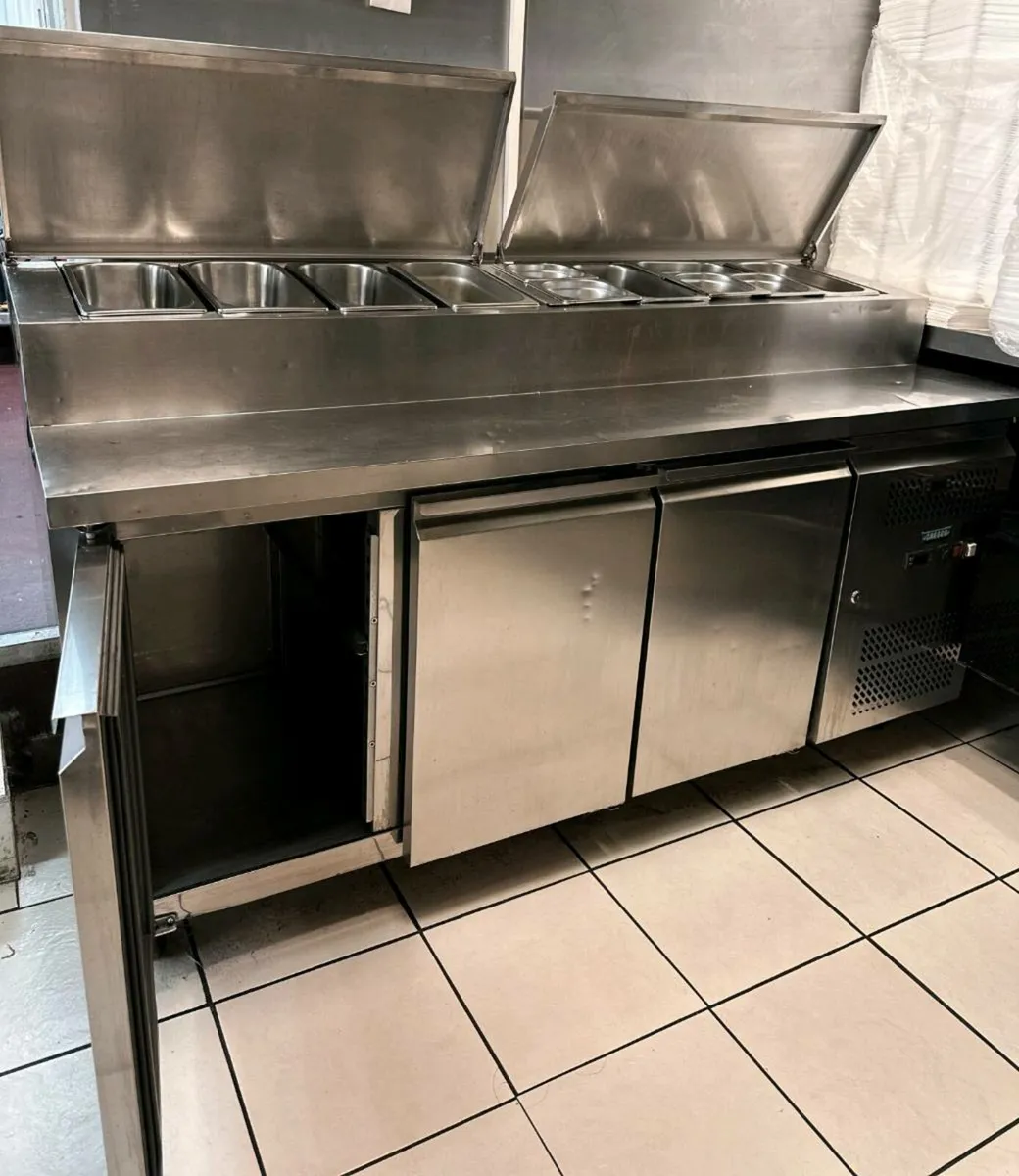 Commercial Stainless Steel 3 Door Prep Fridge - Image 3