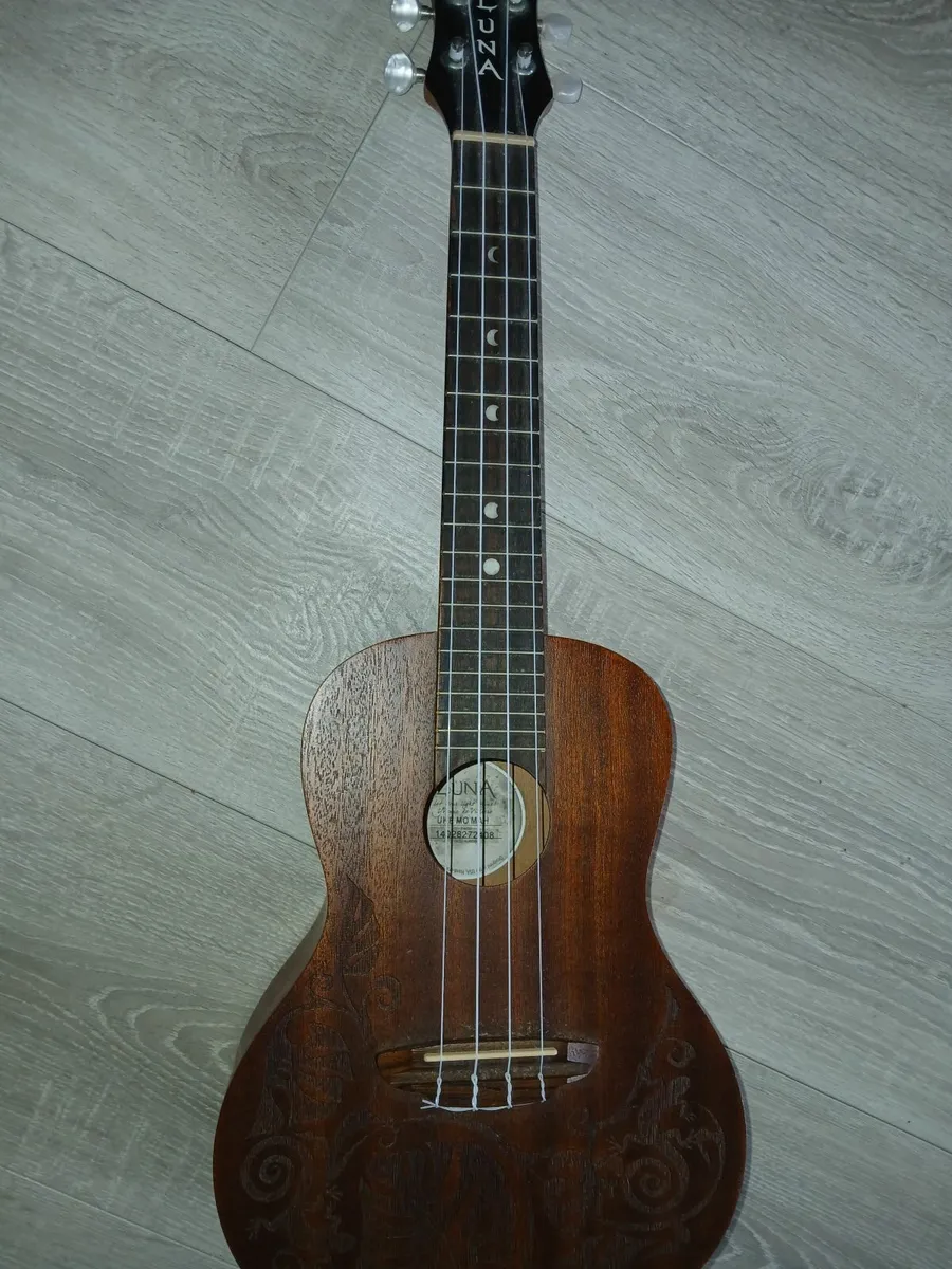 beautiful mahogany luna ukes ukulele with lizard e - Image 2