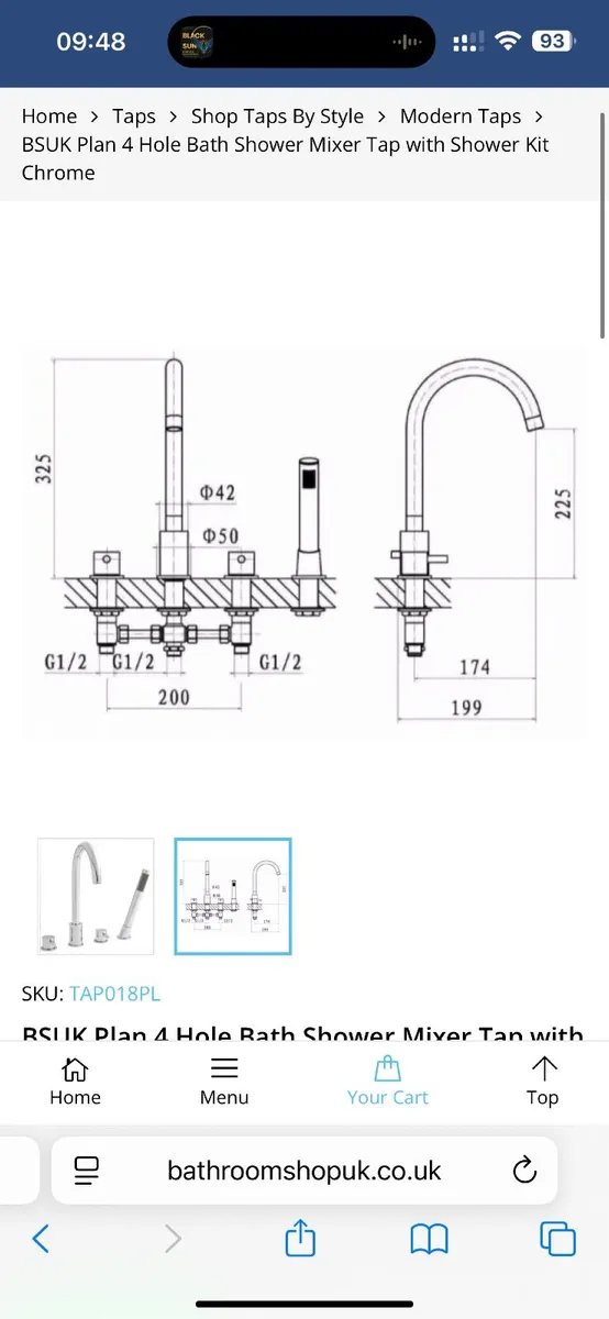 Bathroom 4-hole tap shower - Image 3