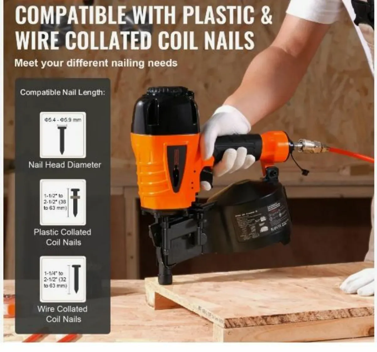 CN65 Coil Siding Nailer 1-1/4" to 2-1/2" 15 Degre - Image 2