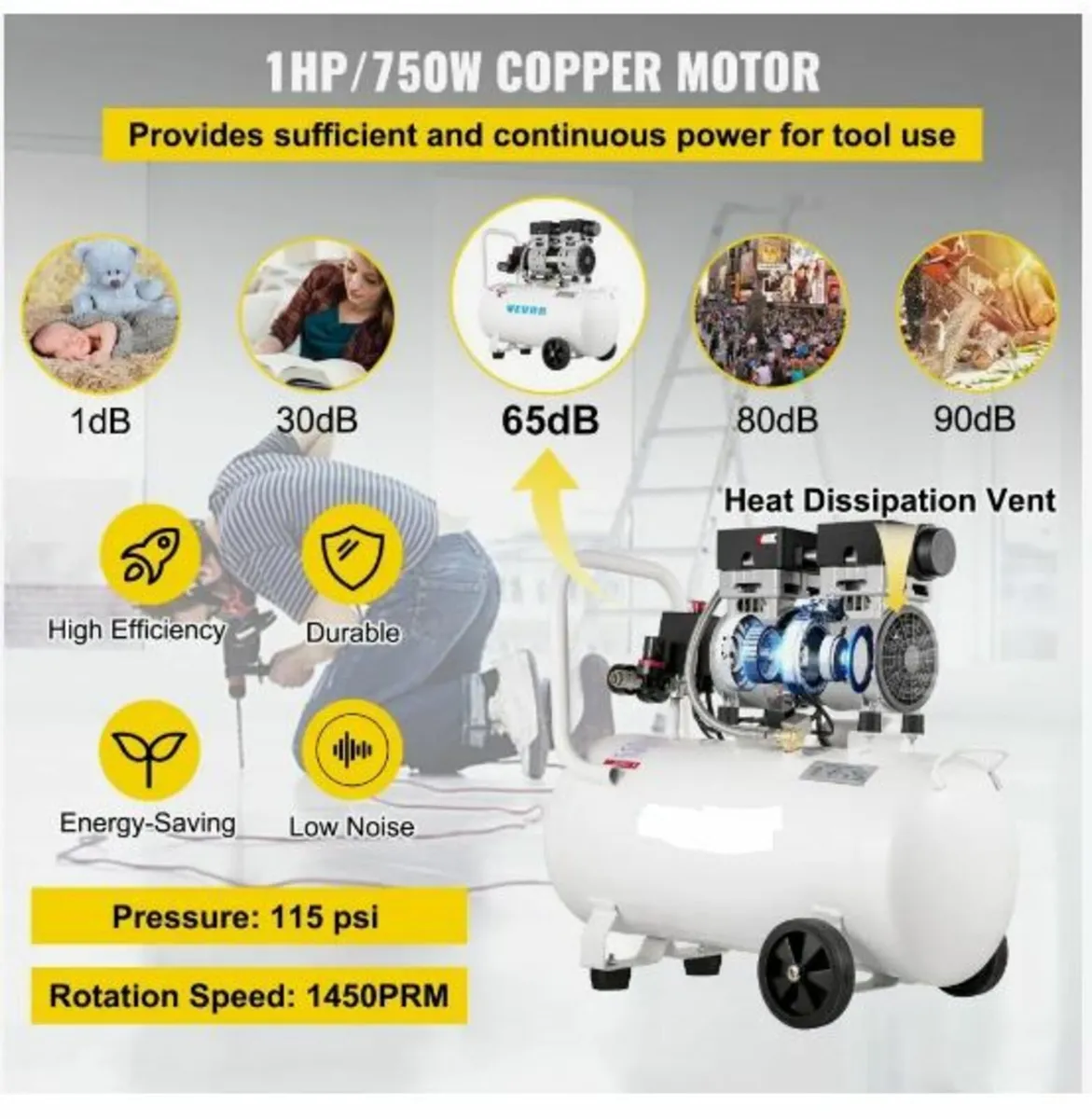 Air Compressor 41.6 L, Ultra Quiet Air - Image 4