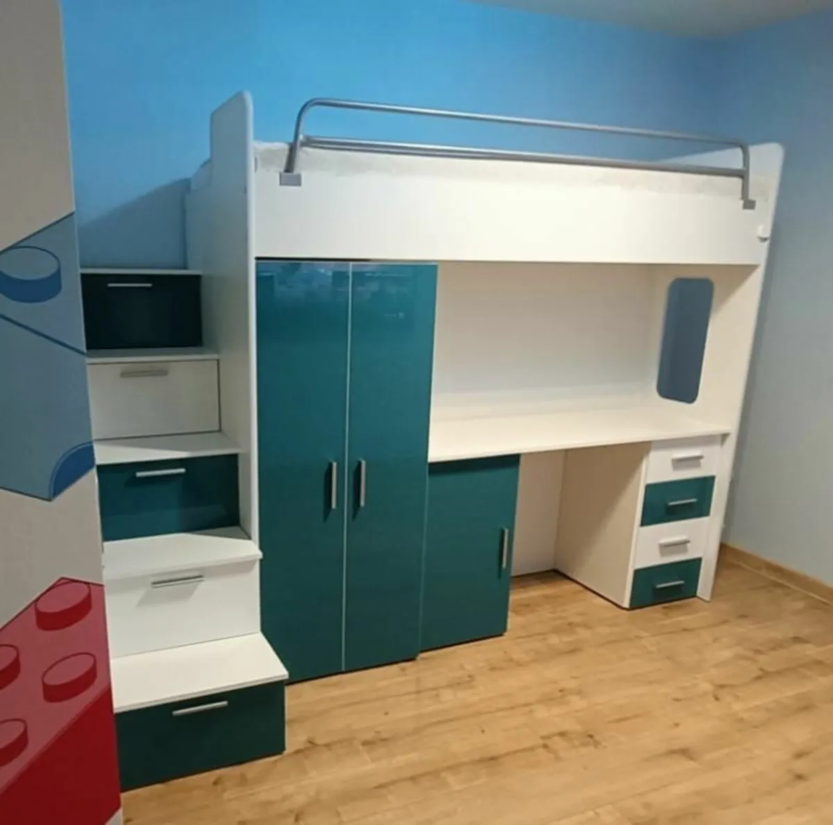 Bunk Bed with wardrobe and desk - Image 1