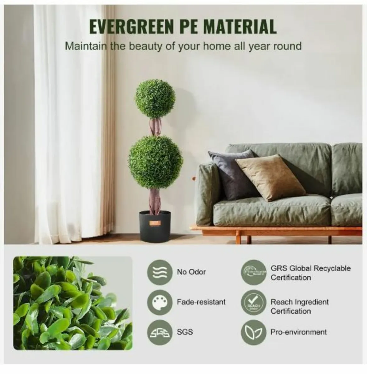 2 Pack 3' Artificial Boxwood Topiary Tree - Image 4