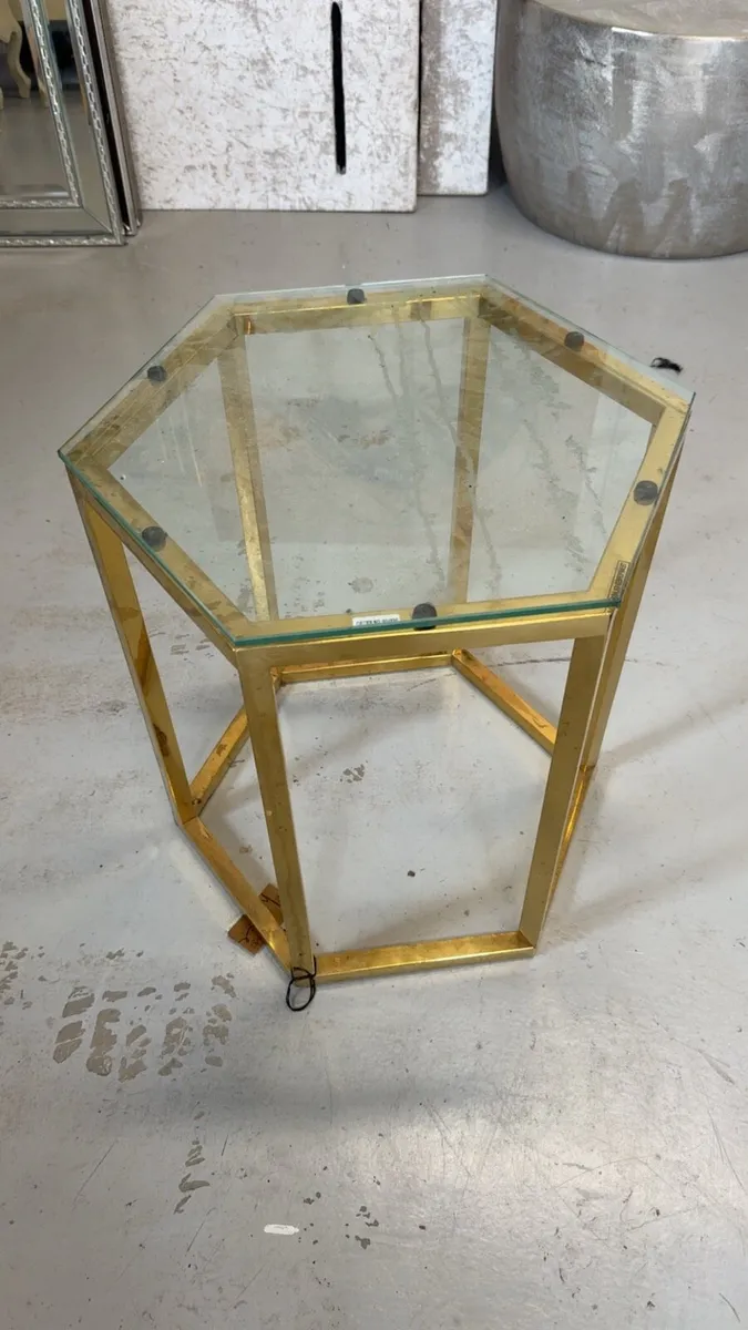 Glass & gold hexagon side table