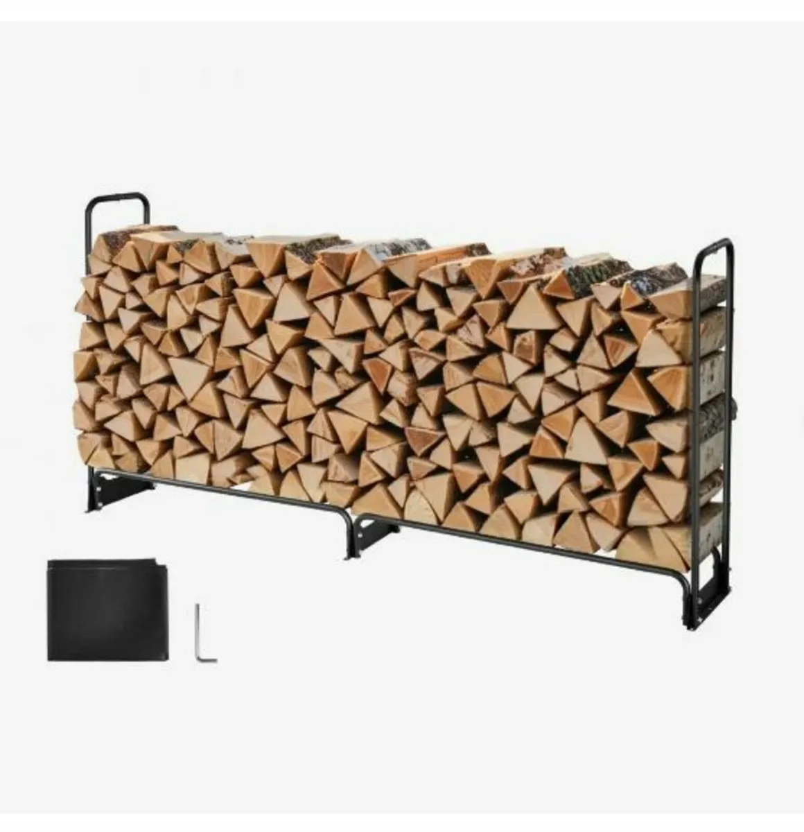 2.4m Outdoor Firewood Rack with Cover - Image 3