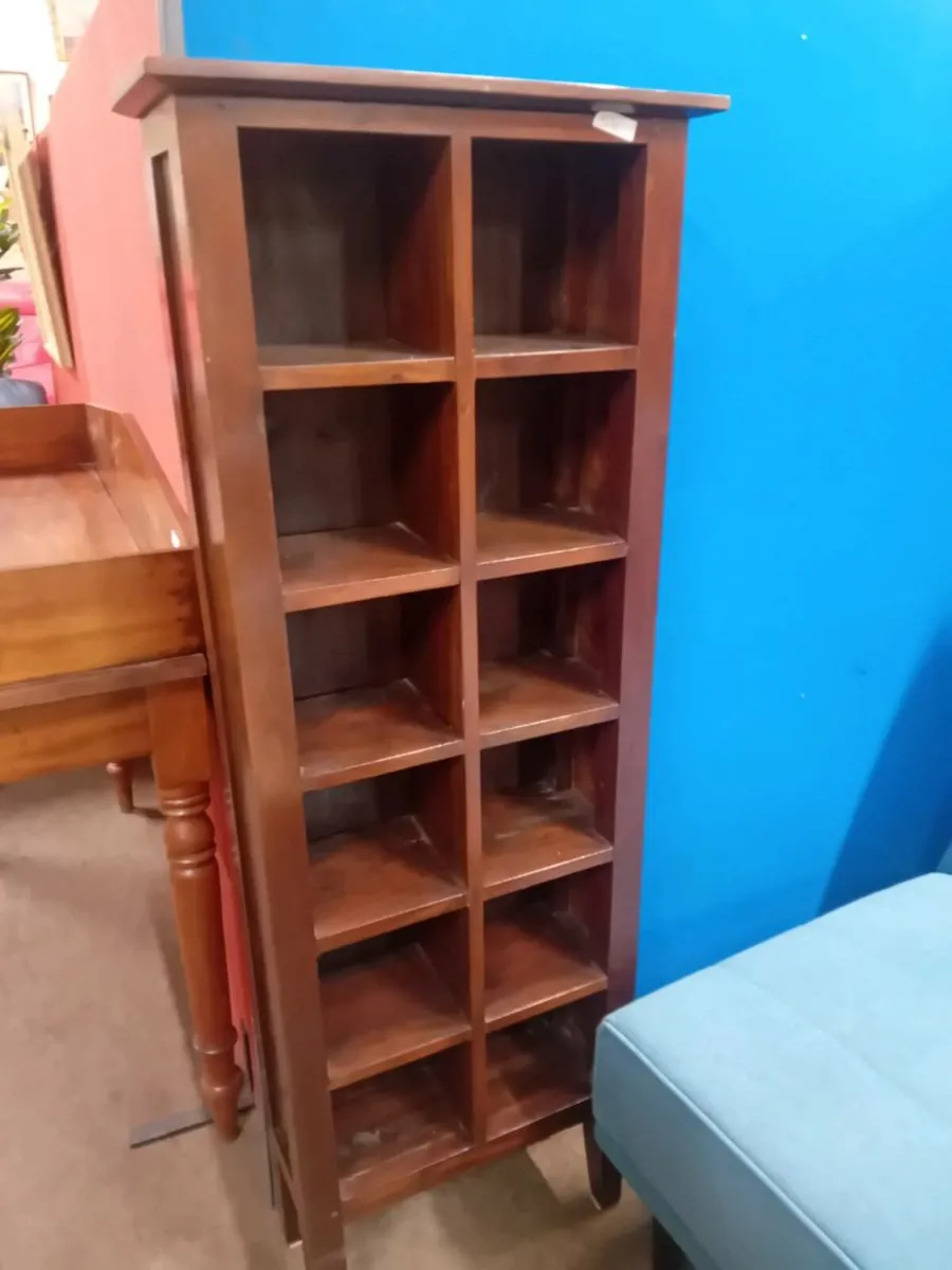 Narrow Mahogany Shelving Unit