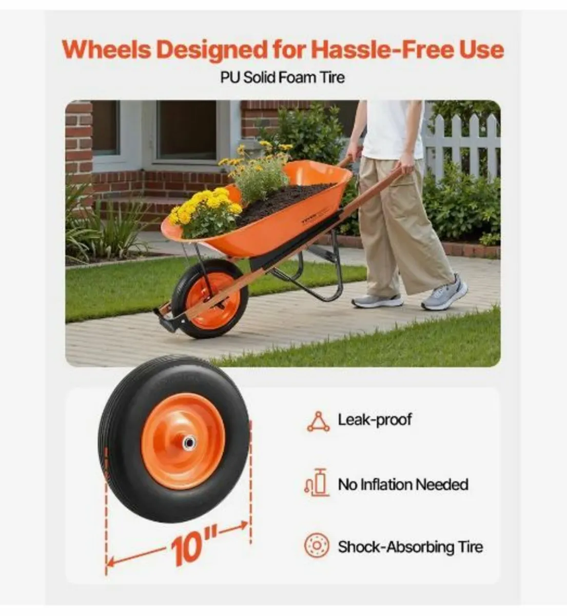 Wheelbarrow Cart One Wheel Garden - Image 2