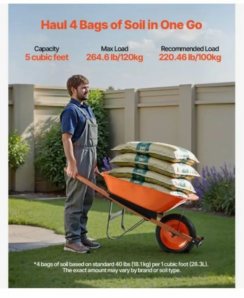 Wheelbarrow Cart One Wheel Garden - Image 4