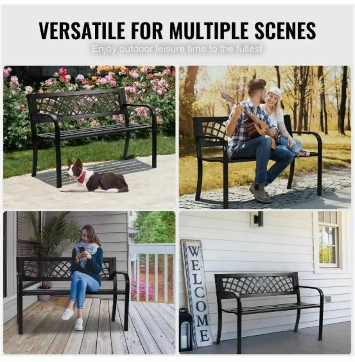 Outdoor Bench, 46 inches Metal Garden - Image 4