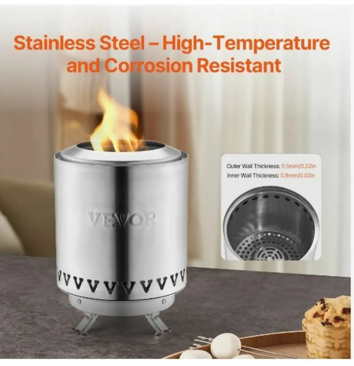 Tabletop Fire Pit 6 inch Stainless Steel - Image 4