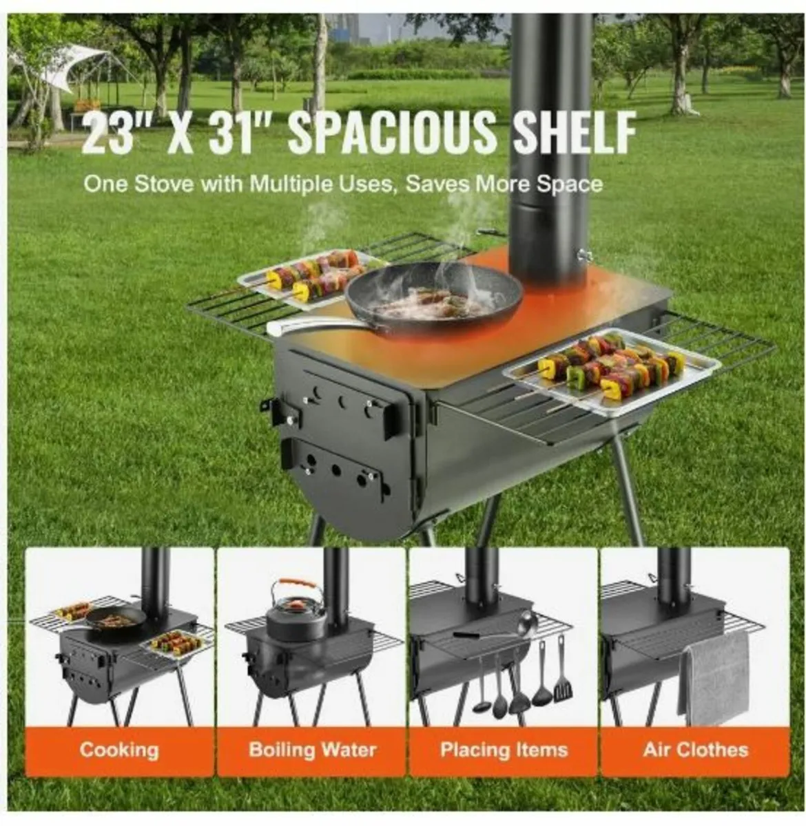 Wood Stove, 3 m, Alloy Steel Camping - Image 4
