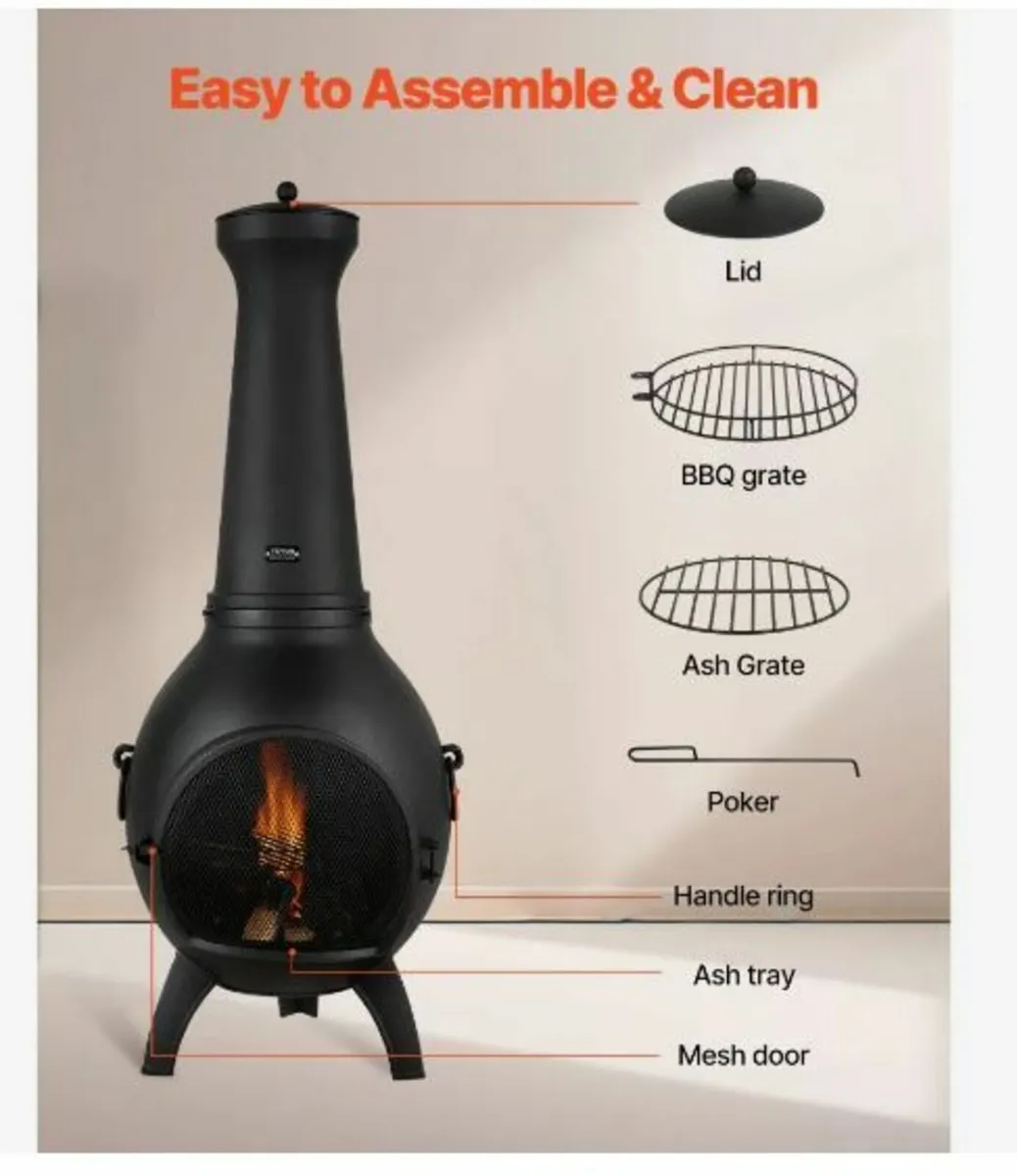 18 In Chiminea Outdoor Wood Burning - Image 3