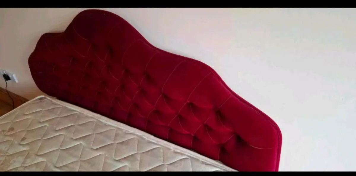 King Devan bed.separated base & red velvet headboa - Image 3