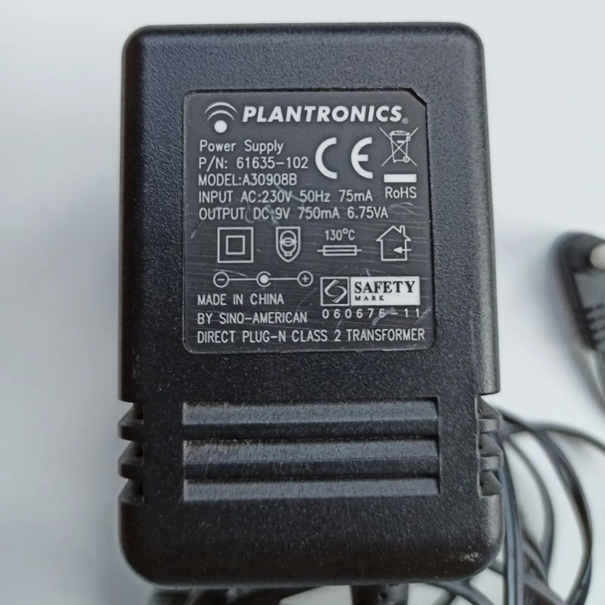 Plantronics Power Supply p/n: 61635-102. Model A30908B - Image 1