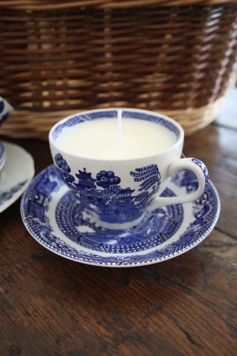 Antique Cup and Saucer Candle - Image 1