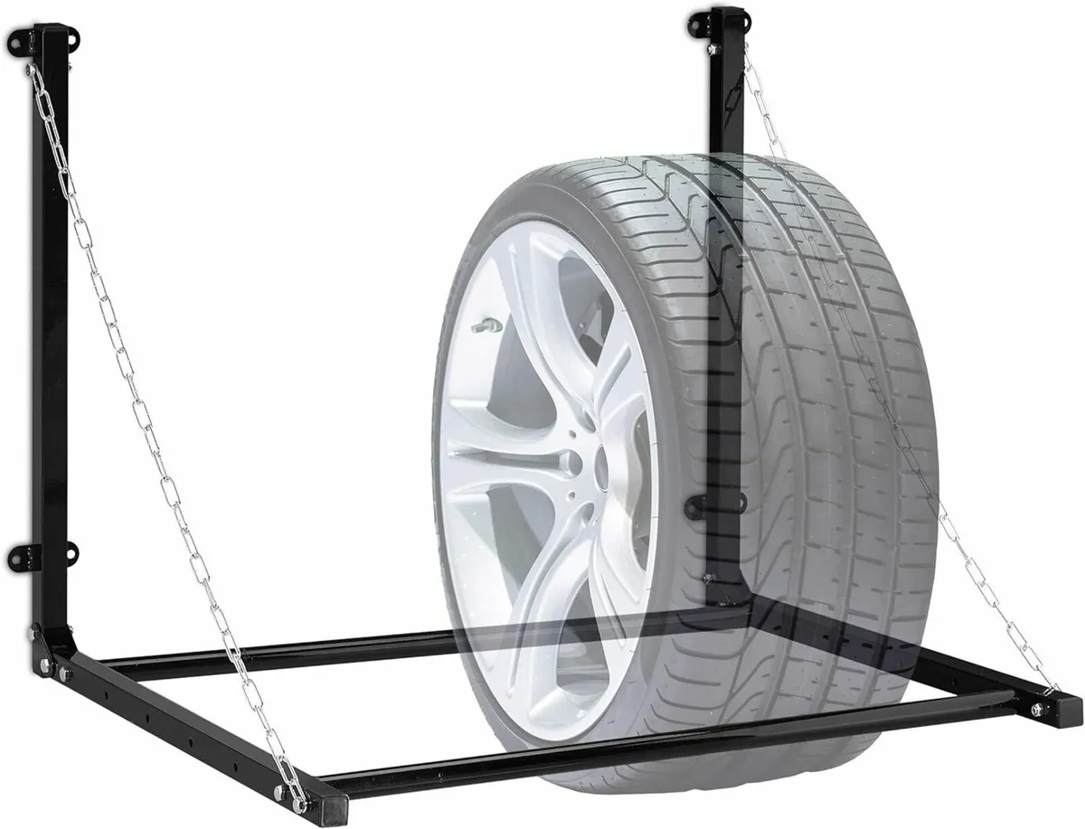 Wall Mounted Tyre Rack for 4 Tyres, Telescopic Tyr - Image 1