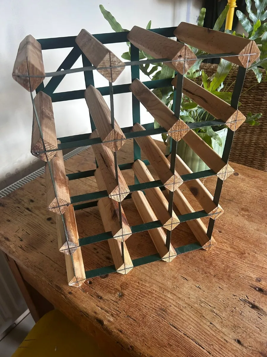 Wood & Metal Wine Rack – Holds 12 Bottles - Image 1