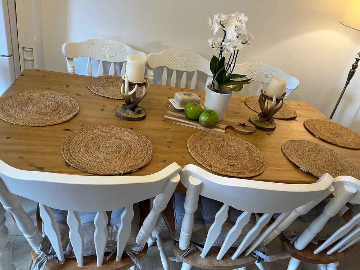 Large Farmhouse table and 8 chairs - Image 2