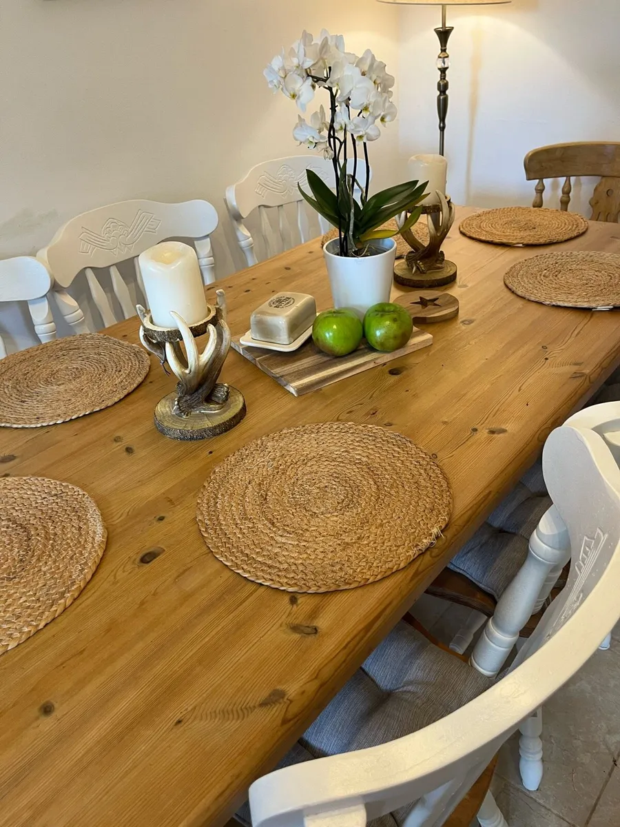 Large Farmhouse table and 8 chairs - Image 3