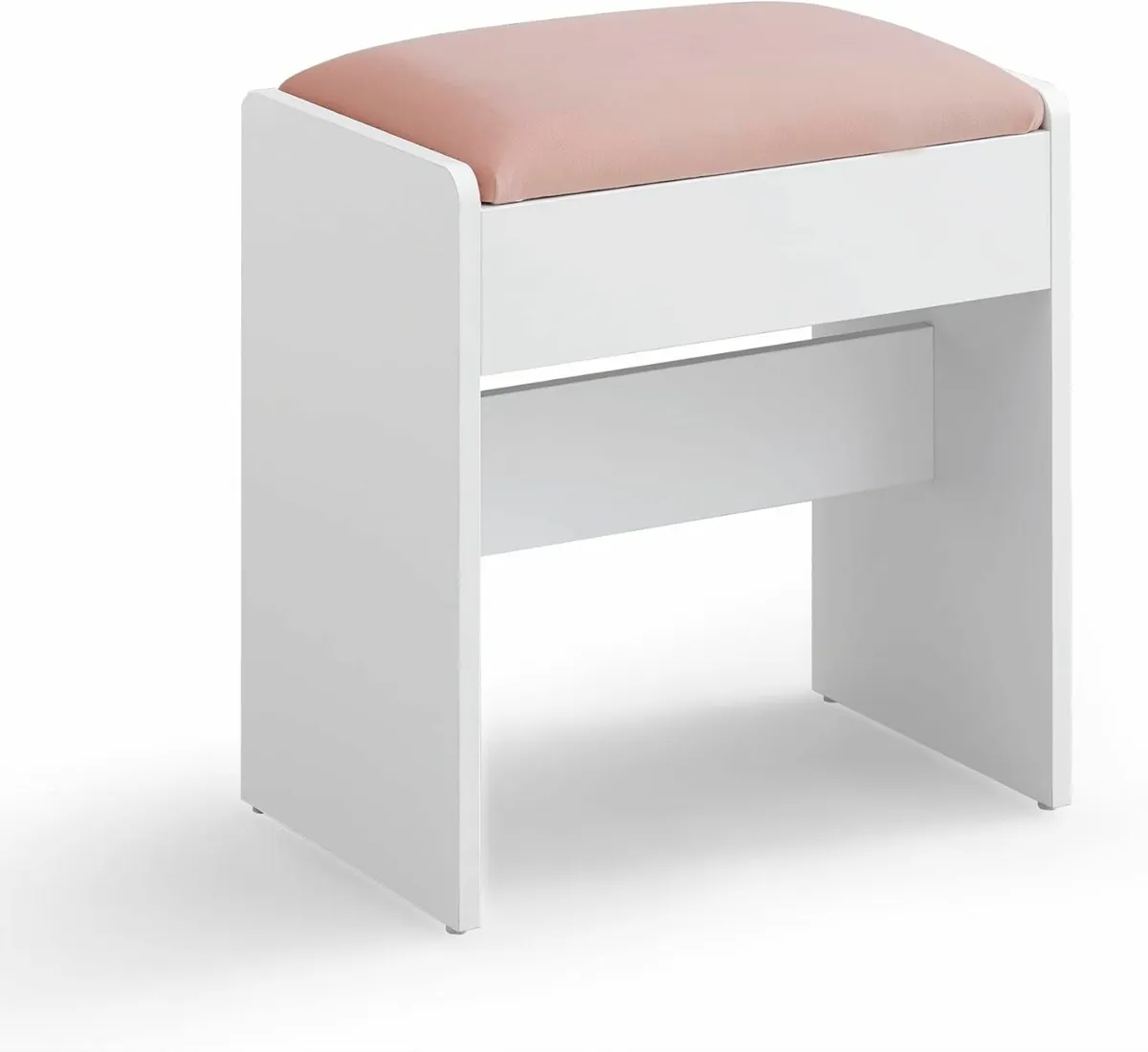 Stool Velvet Dressing Table Matte White-Pastel Pin - Image 1