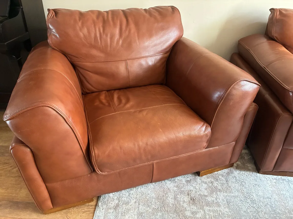 Leather Couch & Armchair - Image 2