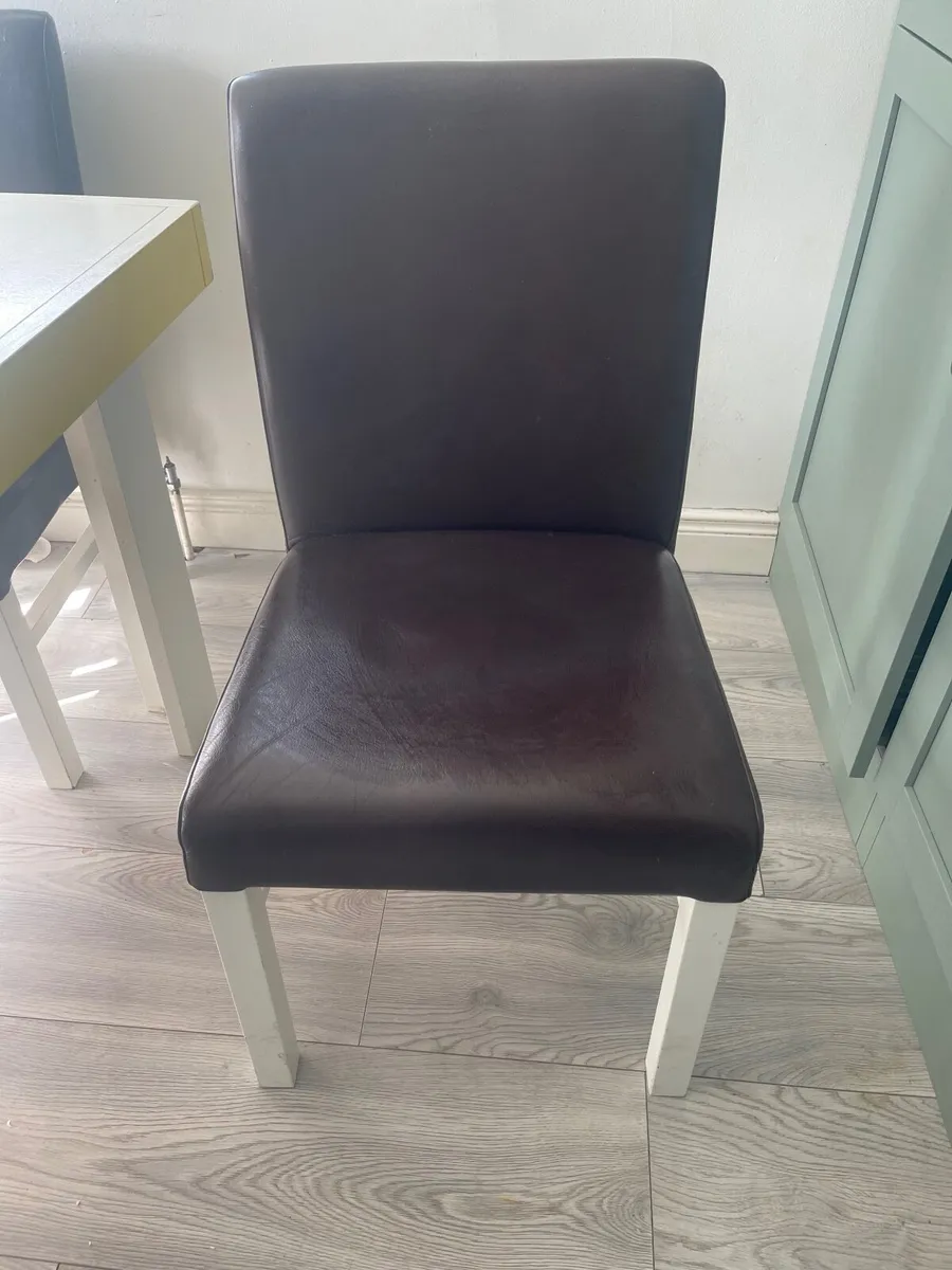 Dining /kitchen Table and 4 brown leather chairs - Image 2