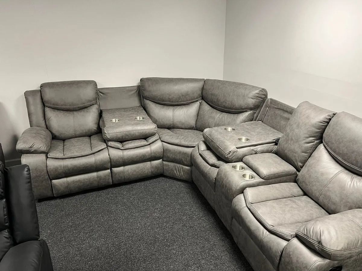 Valerie Corner Leather Recliner Sofa With Consoles - Image 3