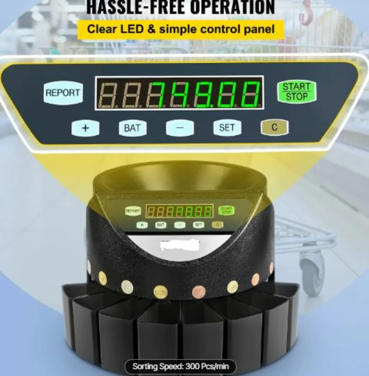 Euro Coin Counter Sorter 500-1000 Coins Electronic - Image 4
