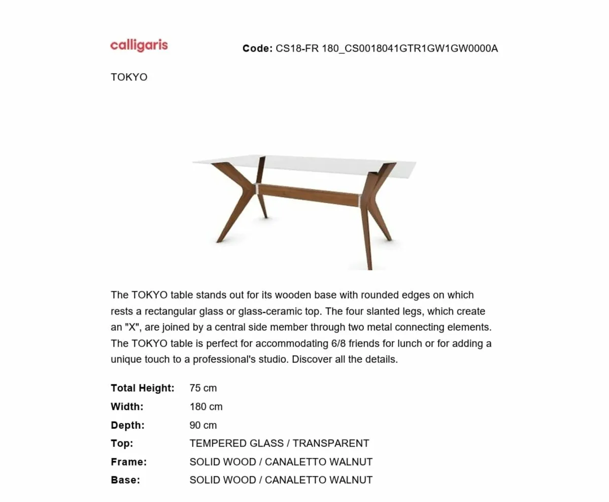 Italian designer dining table - Image 1