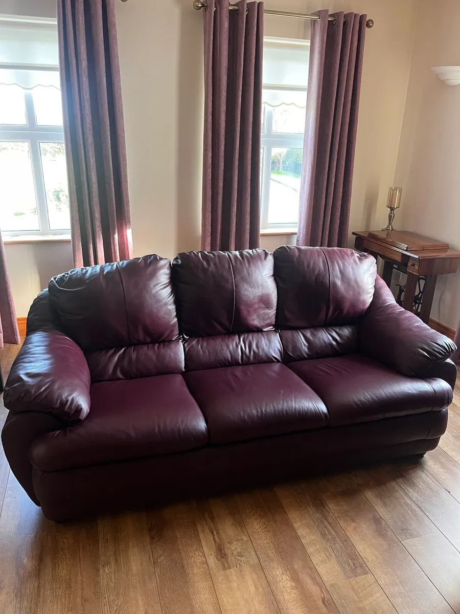 Leather Couch and Armchairs - Image 1
