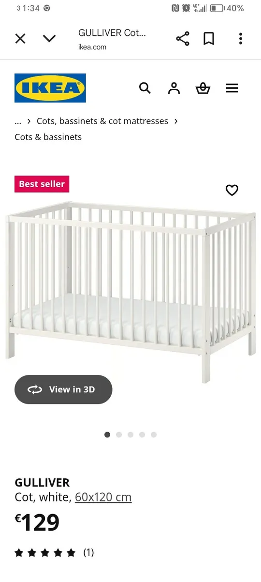 IKEA Gulliver white cot - Image 2